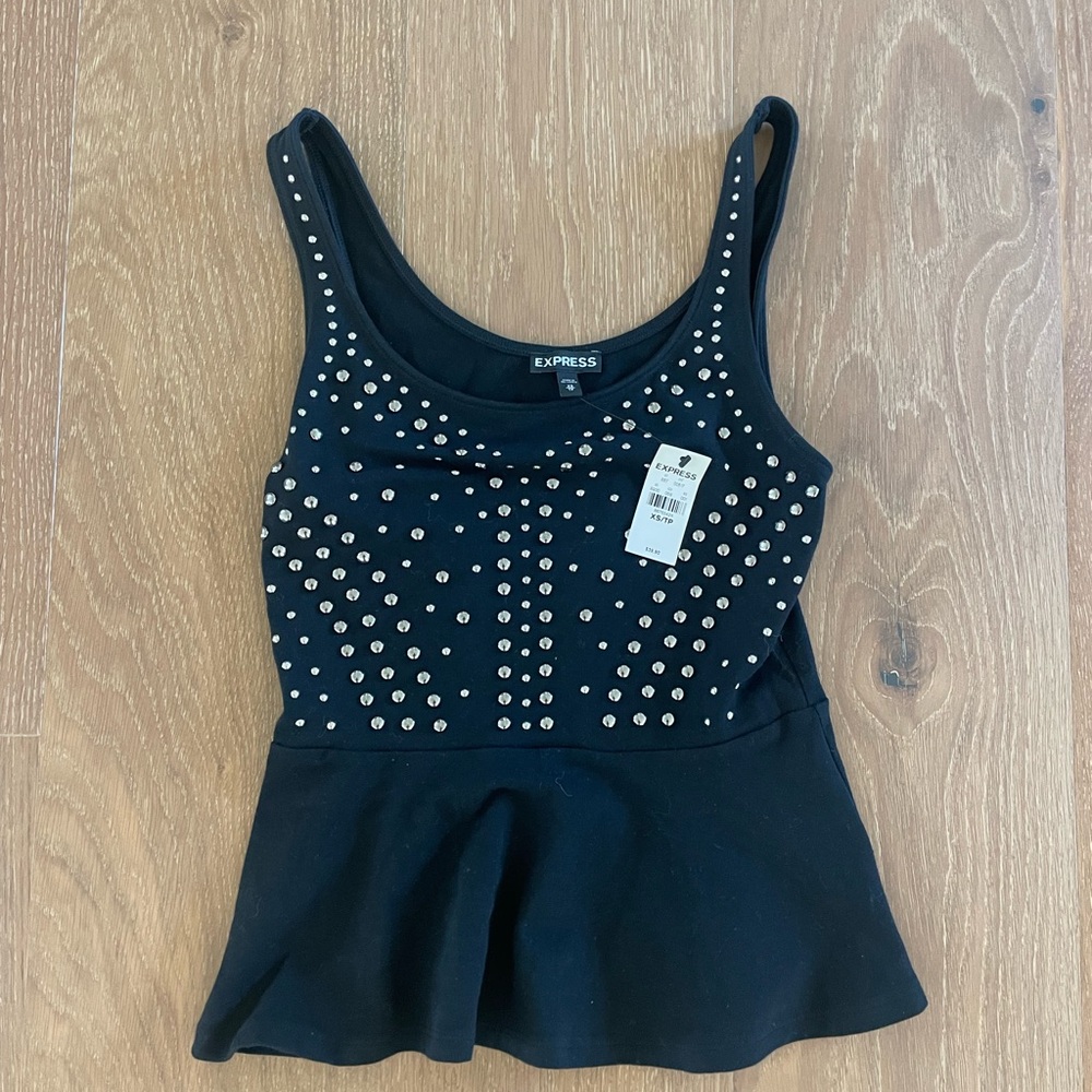 Express Black Studded Women's Peplum Top